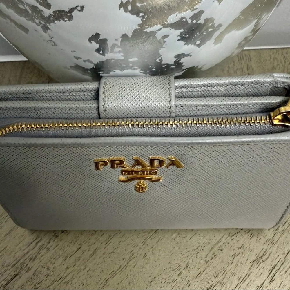 Prada Gray Saffiano Leather Wallet - Picture 3 of 11